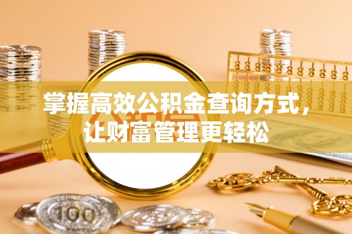 衡东掌握高效公积金查询方式，让财富管理更轻松