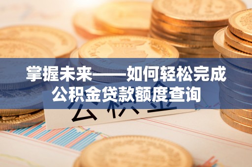 衡东掌握未来——如何轻松完成公积金贷款额度查询