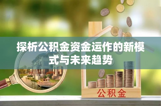 衡东探析公积金资金运作的新模式与未来趋势